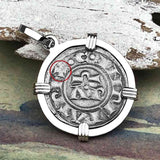 Sicilian Silver Denaro – the Templar-Era Cross and Stars of Medieval Italy 14K White Gold Pendant