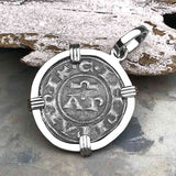 Sicilian Silver Denaro – the Templar-Era Cross and Stars of Medieval Italy 14K White Gold Pendant