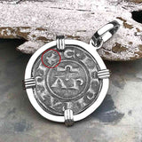 Sicilian Silver Denaro – the Templar-Era Cross and Stars of Medieval Italy 14K White Gold Pendant