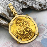 Pirate Era Circa 1615 22K Gold Two Escudo - the Legendary Doubloon - 18K Gold Pendant
