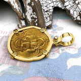 Pirate Era Circa 1615 22K Gold Two Escudo - the Legendary Doubloon - 18K Gold Pendant