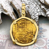 Pirate Era Circa 1615 22K Gold Two Escudo - the Legendary Doubloon - 18K Gold Pendant
