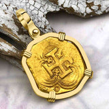 Pirate Era Circa 1620 22K Gold Two Escudo - the Legendary Doubloon - 18K Gold Pendant