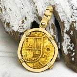 Pirate Era Circa 1592 22K Gold One Escudo - the Legendary Doubloon - 18K Gold Pendant