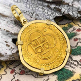 Pirate Era Circa 1580 22K Gold Four Escudo - the Legendary Doubloon - 18K Gold Pendant
