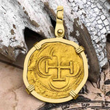 Pirate Era Circa 1566 22K Gold One Escudo - the Legendary Doubloon - 18K Gold Pendant
