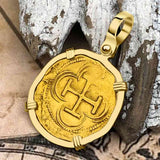 Pirate Era Circa 1566 22K Gold One Escudo - the Legendary Doubloon - 18K Gold Pendant