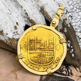Pirate Era Circa 1566 22K Gold One Escudo - the Legendary Doubloon - 18K Gold Pendant