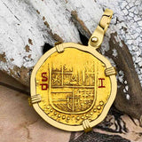 Pirate Era Circa 1566 22K Gold One Escudo - the Legendary Doubloon - 18K Gold Pendant