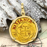 Pirate Era 1560 22K Gold One Escudo - the Legendary Doubloon - 18K Gold Pendant 
