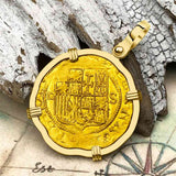 Pirate Era 1560 22K Gold One Escudo - the Legendary Doubloon - 18K Gold Pendant 