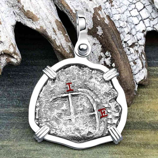 1656 Consolacion Shipwreck Pirate Era Spanish 1 Reale Piece of Eight Sterling Silver Pendant
