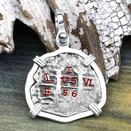1656 Consolacion Shipwreck Pirate Era Spanish 1 Reale Piece of Eight Sterling Silver Pendant