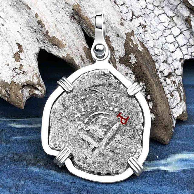 1657 Consolacion Shipwreck Pirate Era Spanish 1 Reale Piece of Eight Sterling Silver Pendant | Artifact #4539