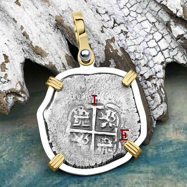 1665 Consolacion Shipwreck Pirate Era Spanish 1 Reale Piece of Eight 14K Gold & Sterling Silver Pendant