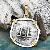 1665 Consolacion Shipwreck Pirate Era Spanish 1 Reale Piece of Eight 14K Gold & Sterling Silver Pendant