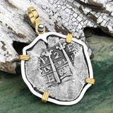 1663 Consolacion Shipwreck Pirate Era Spanish 2 Reale Piece of Eight 14K Gold & Sterling Silver Pendant | Artifact #4541