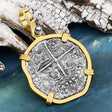 Concepcion Shipwreck 2 Reale Silver Piece of 8 14K Gold Pendant