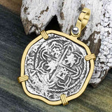 Concepcion Shipwreck 2 Reale Silver Piece of 8 14K Gold Pendant
