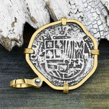 Concepcion Shipwreck 2 Reale Silver Piece of 8 14K Gold Pendant