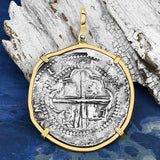 Rare Concepcion Shipwreck 8 Reale Silver Piece of 8 14K Gold Pendant