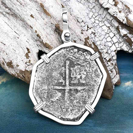 Sao Jose 4 Reale circa 1598-1621 Shipwreck Coin Sterling Silver Pendant