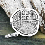 Heart Shaped Sao Jose 4 Reale Pirate Era Shipwreck Coin Sterling Silver Pendant