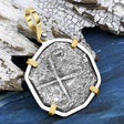 Sao Jose 4 Reale circa 1598-1621 Shipwreck Coin 14K Gold and Sterling Silver Pendant