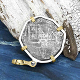 Sao Jose 4 Reale circa 1598-1621 Shipwreck Coin 14K Gold and Sterling Silver Pendant