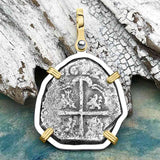 Sao Jose 4 Reale RARE DATED 1622 Shipwreck Coin 14K Gold and Sterling Silver Pendant