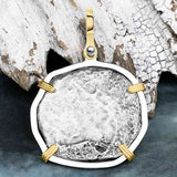 Sao Jose 4 Reale RARE DATED 1620s Shipwreck Coin 14K Gold and Sterling Silver Pendant