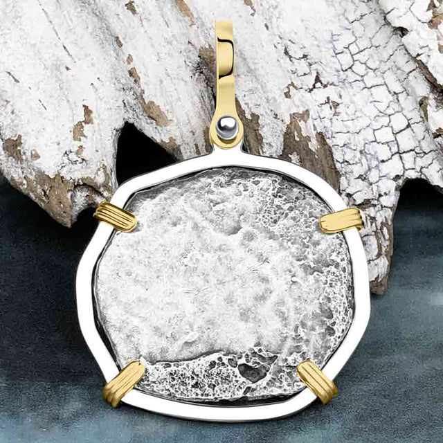 Sao Jose 4 Reale RARE DATED 1620s Shipwreck Coin 14K Gold and Sterling Silver Pendant