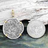 Sao Jose 4 Reale Circa 1598 Pirate Era Shipwreck Coin 14K Gold & Sterling Silver Pendant