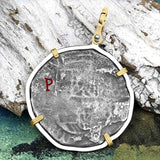 Sao Jose 8 Reale Circa 1610 Pirate Era Shipwreck Coin 14K Gold & Sterling Silver Pendant