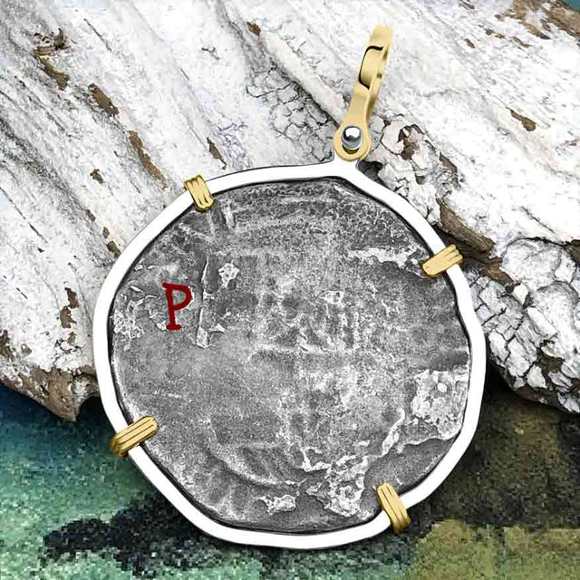 Sao Jose 8 Reale Circa 1610 Pirate Era Shipwreck Coin 14K Gold & Sterling Silver Pendant