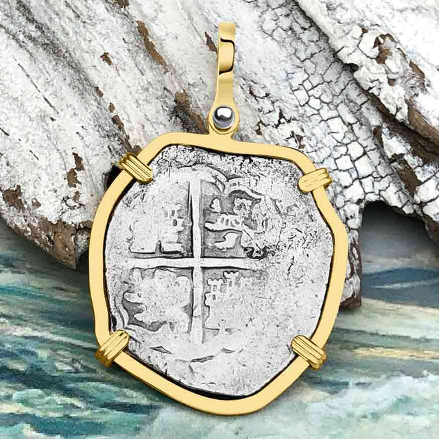 Sao Jose 4 Reale circa 1598-1621 Shipwreck Coin 14K Gold Pendant