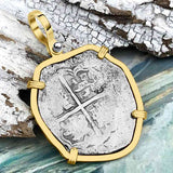 Sao Jose 4 Reale circa 1598-1621 Shipwreck Coin 14K Gold Pendant