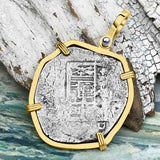 Sao Jose 4 Reale circa 1598-1621 Shipwreck Coin 14K Gold Pendant