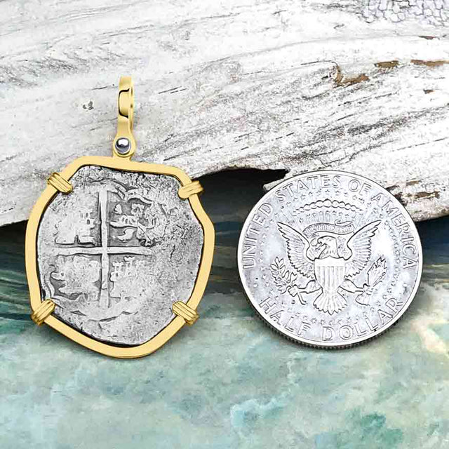 Sao Jose 4 Reale circa 1615-1621 Shipwreck Coin 14K Gold Pendant | Artifact #4559