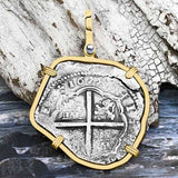 Sao Jose 4 Reale RARE DATED 1622 Shipwreck Coin 14K Gold Pendant