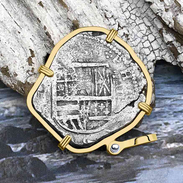 Sao Jose 4 Reale RARE DATED 1622 Shipwreck Coin 14K Gold Pendant