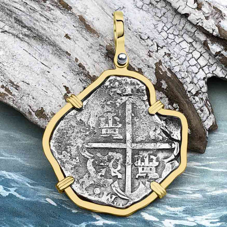 Sao Jose 4 Reale circa 1612 Shipwreck Coin 14K Gold Pendant