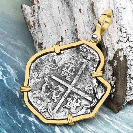 Sao Jose 4 Reale circa 1612 Shipwreck Coin 14K Gold Pendant