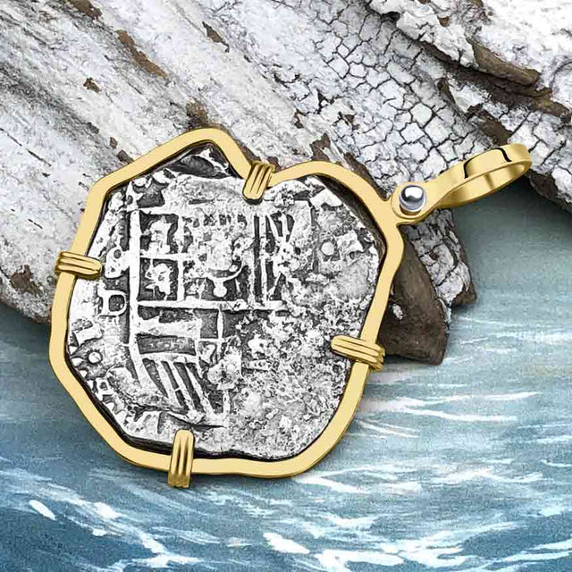 Sao Jose 4 Reale circa 1612 Shipwreck Coin 14K Gold Pendant