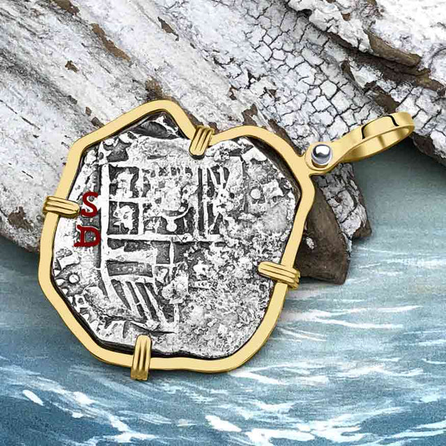 Sao Jose 4 Reale circa 1612 Shipwreck Coin 14K Gold Pendant