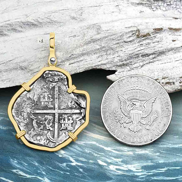 Sao Jose 4 Reale circa 1612 Shipwreck Coin 14K Gold Pendant