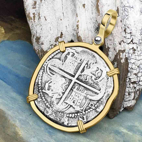 Sao Jose 4 Reale 1598-1621 Shipwreck Coin 14K Gold Pendant