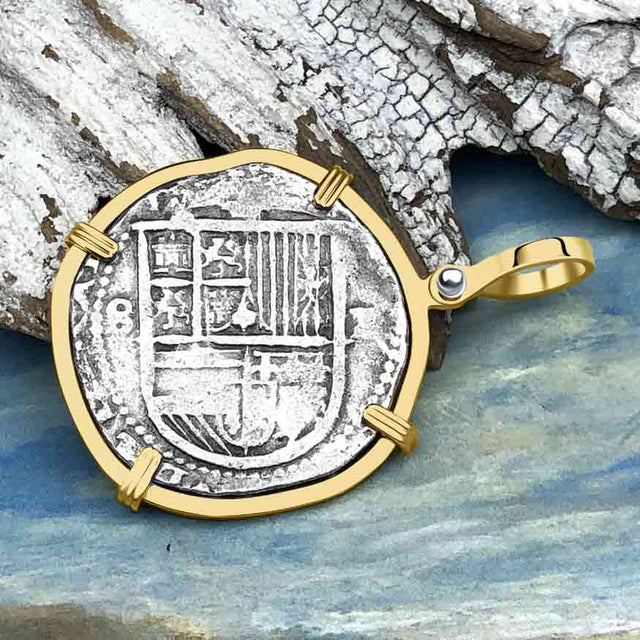 Sao Jose 4 Reale 1598-1621 Shipwreck Coin 14K Gold Pendant