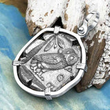 Ancient Greek Athena and the Owl Silver Tetradrachm circa 450 BC Sterling Silver Pendant