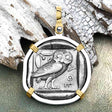 Ancient Greek Athena and the Owl Silver Tetradrachm circa 450 BC 14K Gold and Sterling Silver Pendant